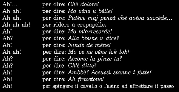le esclamazioni Ah secondo Mimmo Aliota